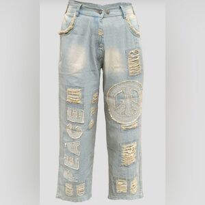 Paper Lace Peace Pant - Light Wash Denim